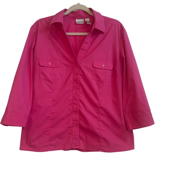 Chico's Tops - Chico’s size 2 (12) Vibrant Pink Collar Button Down with Pockets